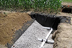 a large drainage system to divert water away from property